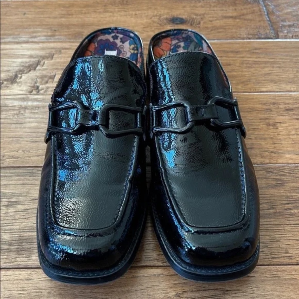 Korks Kork Ease Laporte Bit Loafer Mules Black Patent Faux Leather Size 9 - Picture 4 of 10